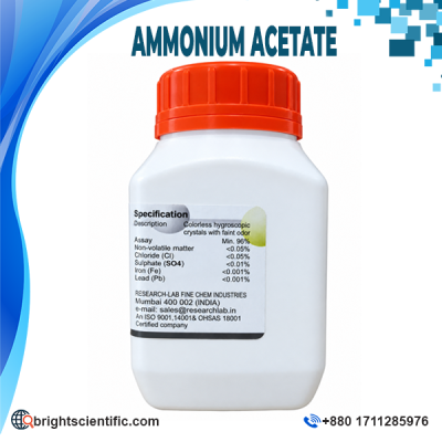 Ammonium Acetate 500Gm Molecular Biology Grade 98% Purity CAS 631-61-8 by Loba Chemie