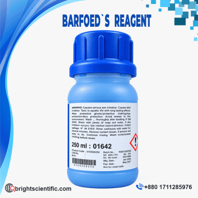 Barfoed’s Reagent chemical solution bottle for laboratory carbohydrate testing