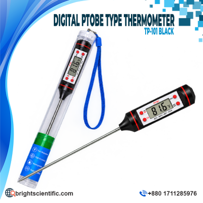 Digital Probe Type Thermometer TP-101 Black with Stainless Steel Temperature Probe