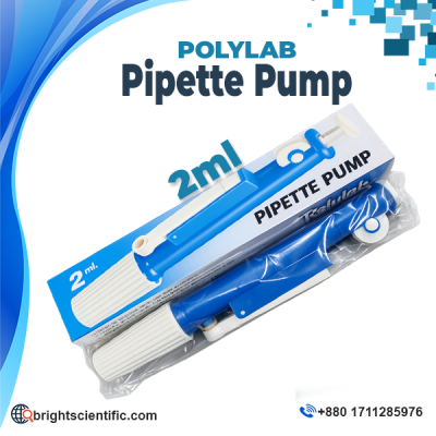 Polylab Pipette Pump 2ml manual pipette filler for accurate liquid transfer with glass and plastic pipettes in laboratory applications.