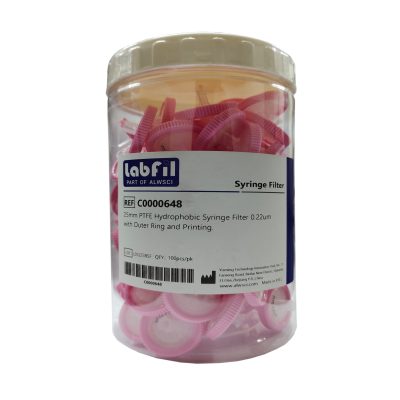 Syringe Filter 25mm PTFE Hydrophobic 0.22um with O