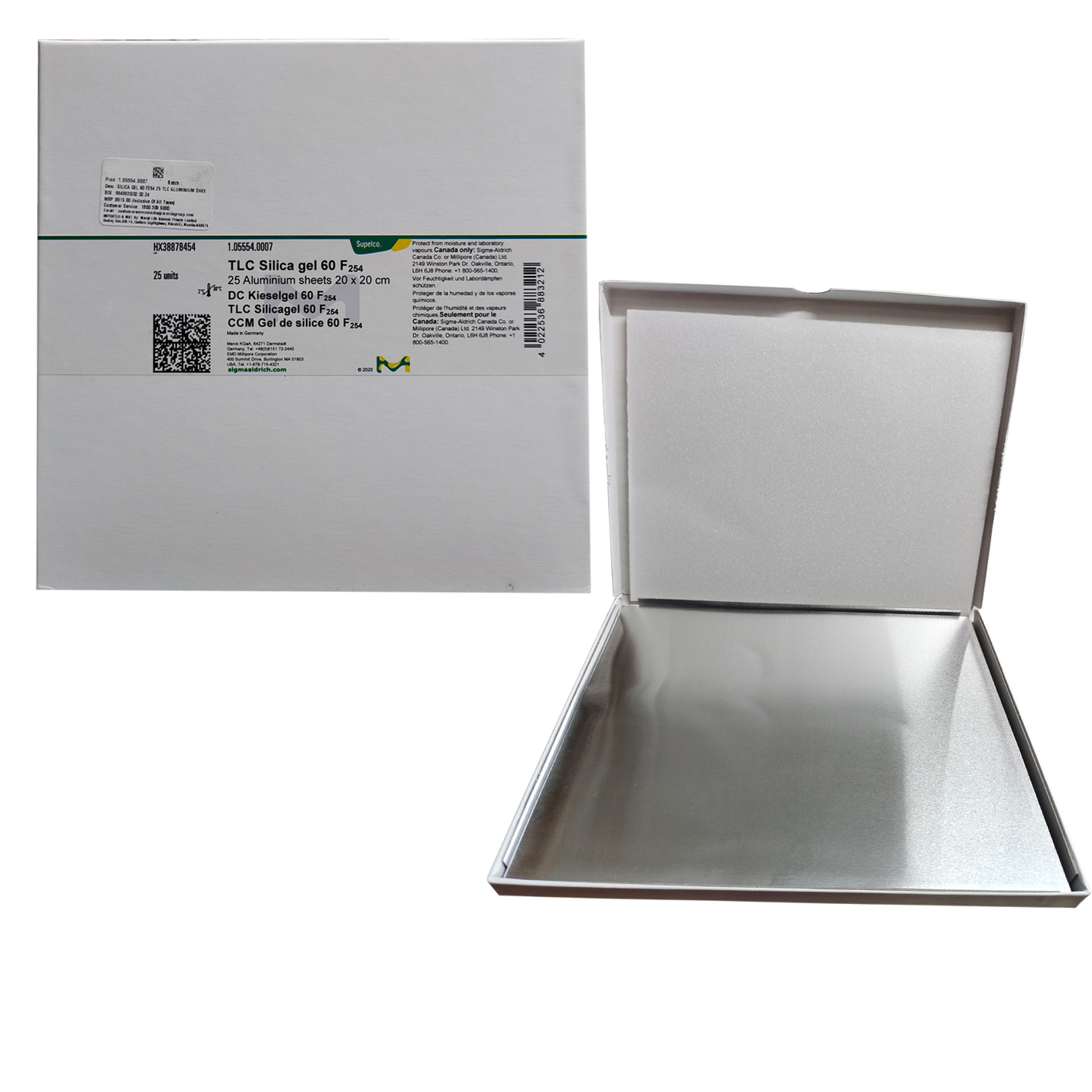 TLC Plate Aluminium Silica Gel 60 F₂₅₄ 20×20cm Merck Germany for Thin Layer Chromatography