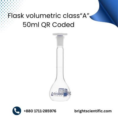 Flask Volumetric Class “A” 50ml (QR Coded) – Premium Accuracy Laboratory Glassware