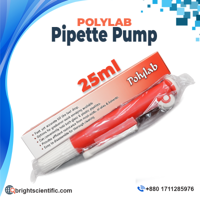 Polylab 25ml Pipette Pump for accurate laboratory liquid handling, compatible with glass and plastic pipettes