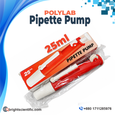 Polylab 25ml Pipette Pump for accurate laboratory liquid handling, compatible with glass and plastic pipettes