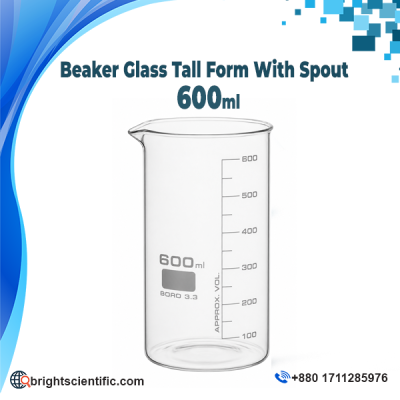 Beaker Tall Form With Spout 600ml Laboratory Glassware