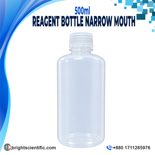 PolyLab Reagent Bottle 500ml Narrow Mouth for Laboratory Reagent Storage