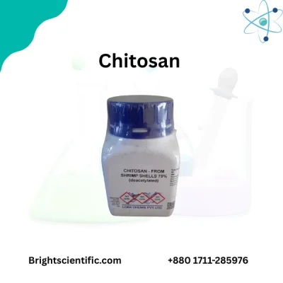 Chitosan 25gm Loba Chemie India high-purity analytical grade biopolymer for biotechnology, pharmaceutical research, water treatment, and laboratory applications.