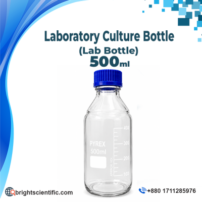Pyrex Laboratory Culture Bottle 500ml – Borosilicate Glass Lab Bottle for Scientific and Laboratory Use
