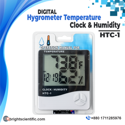 HTC-1 Digital Thermometer Hygrometer Clock with LCD Display for Temperature and Humidity Measurement