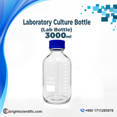 Pyrex Laboratory Culture Bottle 3000ml – Borosilicate Glass Lab Bottle for Scientific and Laboratory Use