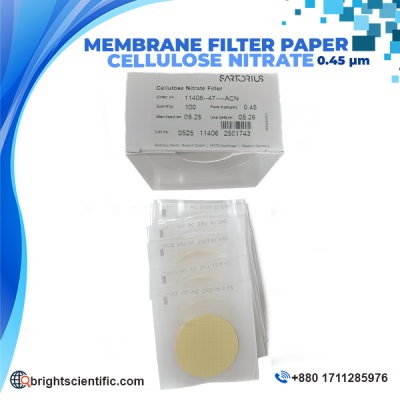 Sartorius Cellulose Nitrate Membrane Filter 0.45 µm 47 mm sterile membrane filter for laboratory filtration and microbiological analysis.