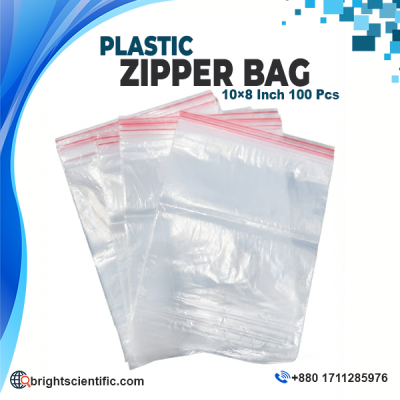 Plastic Zipper Bag 10×8 Inch transparent resealable zip lock bag for laboratory sample storage, pharmaceutical packaging, and general-purpose packaging.