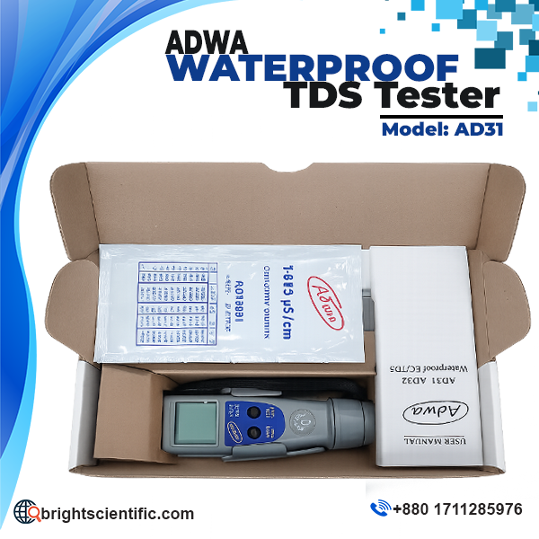 ADWA Waterproof TDS Tester AD31 digital EC TDS and temperature meter for laboratory water quality testing.