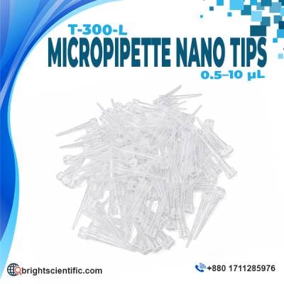 AXYGEN T-300-L Micropipette Nano Tips (0.5–10µL) low retention clear pipette tips, 1000 tips/bag for PCR, DNA/RNA research and laboratory applications.