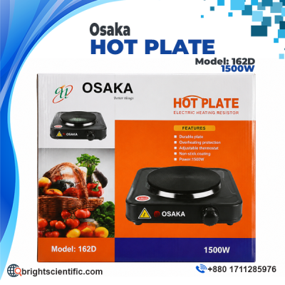 Osaka Hot Plate Model 162D 1500W laboratory hot plate with cast iron heating plate for chemical laboratories, research, pharmaceutical, and educational applications.