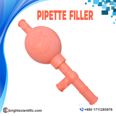 Germany Pipette Filler red rubber laboratory pipette pump with three-valve manual system for safe and accurate liquid transfer.