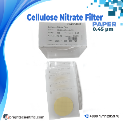 Sartorius Cellulose Nitrate Membrane Filter 0.45 µm 47 mm sterile membrane filter for laboratory filtration and microbiological analysis.