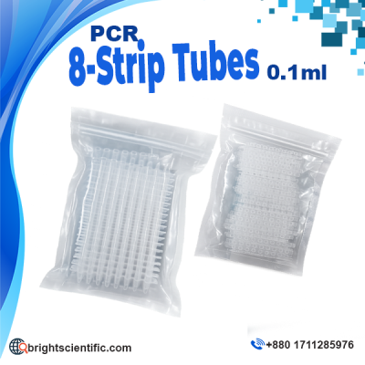 FORLABO 8-Strip PCR Tube 0.1ml Sterile PCR Certified Tubes for molecular biology, PCR amplification, DNA and RNA analysis, and laboratory research applications.