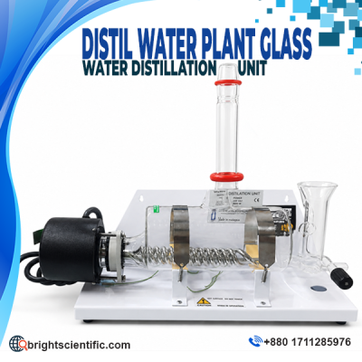 Water Distillation Unit Glass 4L, Glass Water Distiller, 220V AC, 3000W, Made in India for Laboratory Use