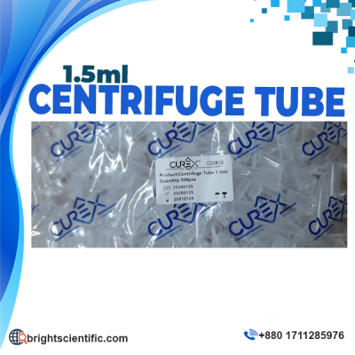 Curex Centrifuge Tube 1.5ml made from high-quality polypropylene (PP) with attached snap cap for laboratory sample storage and centrifugation.