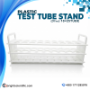 POLYLAB Plastic Test Tube Stand (3 Tier, 18×25 Tube) made from laboratory-grade polypropylene (PP) for securely holding 25 mm test tubes in research, diagnostic, pharmaceutical, and educational laboratories.