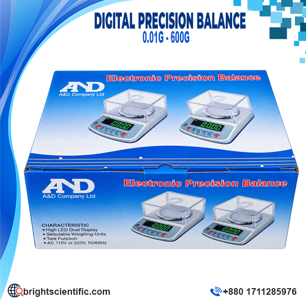 Digital Precision Balance 0.01g–600g, AND Brand, 220V AC Power Supply
