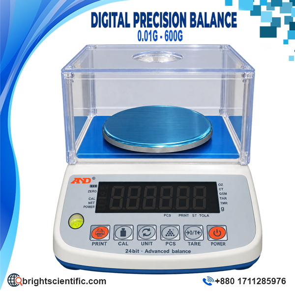Digital Precision Balance 0.01g–600g, AND Brand, 220V AC Power Supply