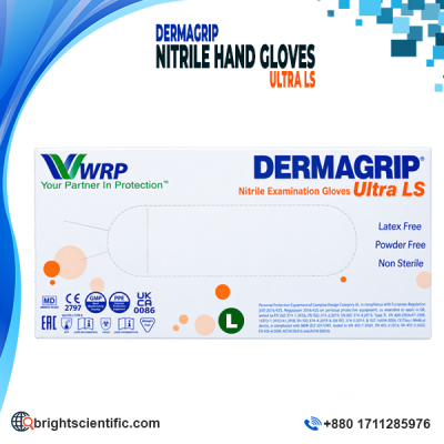 Dermagrip Ultra Nitrile Hand Gloves L Size Blue Color Powder Free