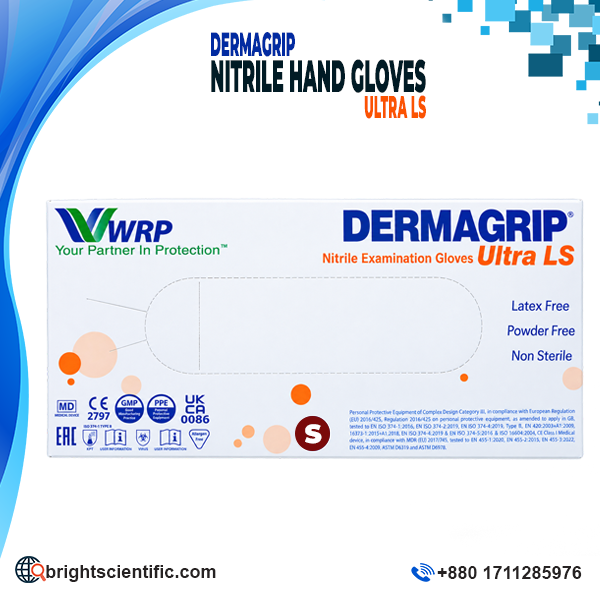 Dermagrip Ultra Nitrile Hand Gloves S Size Blue Color Powder Free