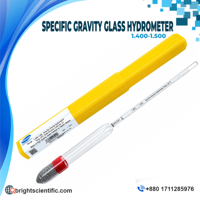 Omsons Specific Gravity Glass Hydrometer 1.400-1.500 for Laboratory Liquid Density Measurement