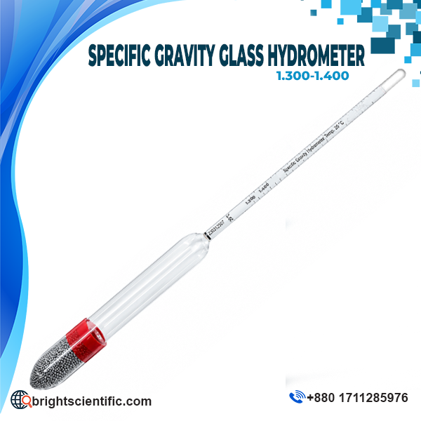 Omsons Specific Gravity Glass Hydrometer 1.300-1.400 for Laboratory Liquid Density Measurement