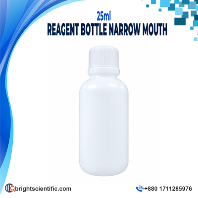 Reagent Bottle 25ml Narrow Mouth for Laboratory Reagent Storage